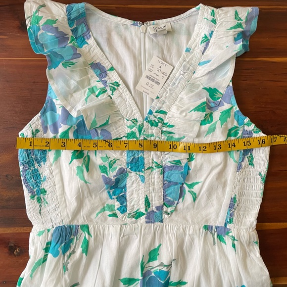 *NWT* J. Crew Printed V-Neck Smocked Midi Dress w/ Pockets, Tiered Swing Dress - Picture 13 of 14